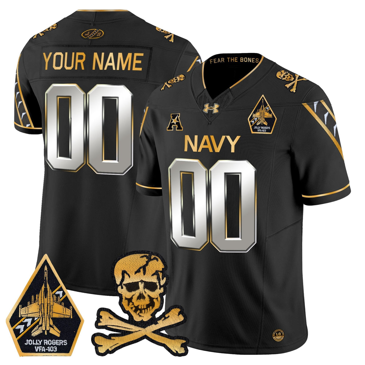 Navy MID 2024 Gold Vapor Limited Custom Jersey - All Stitched