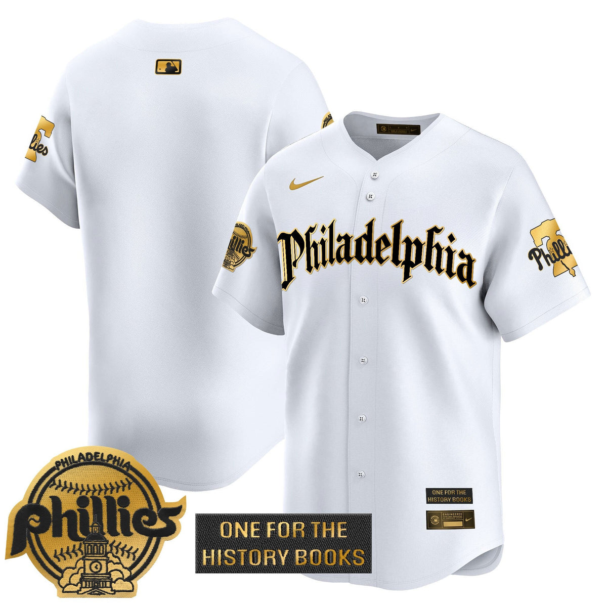 Men's Phillies 'Retro Newspaper Edition' Gold Vapor Premier Limited Jersey - All Stitched