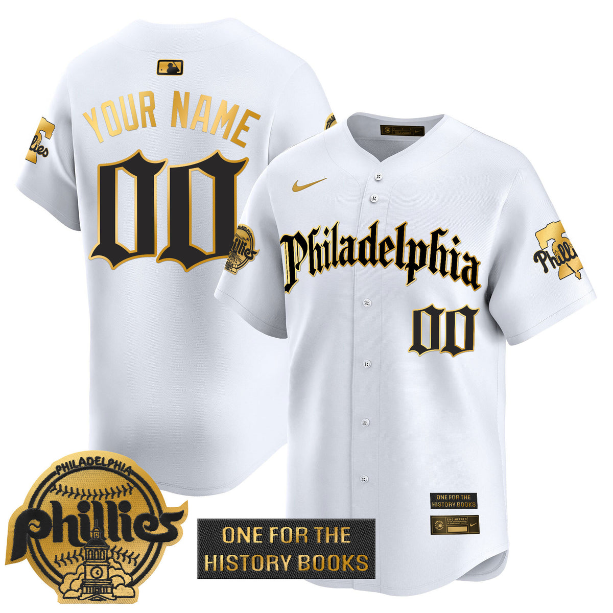 Phillies 'Retro Newspaper Edition' Gold Vapor Premier Limited Custom Jersey - All Stitched