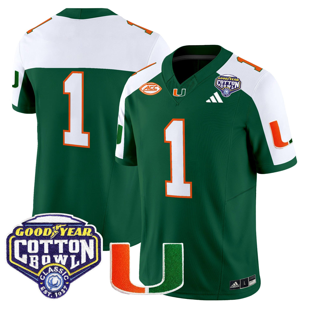Men's Miami Hurricanes 2025 Vapor Limited Jersey - 2025 Cotton Bowl Patch - All Stitched