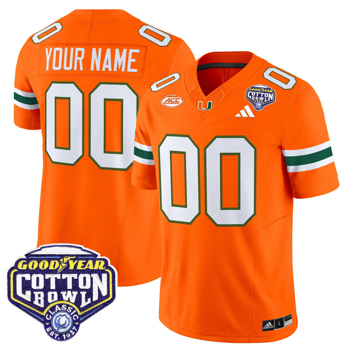 Miami Hurricanes 2025 Vapor Limited Custom Jersey - 2025 Cotton Bowl Patch - All Stitched