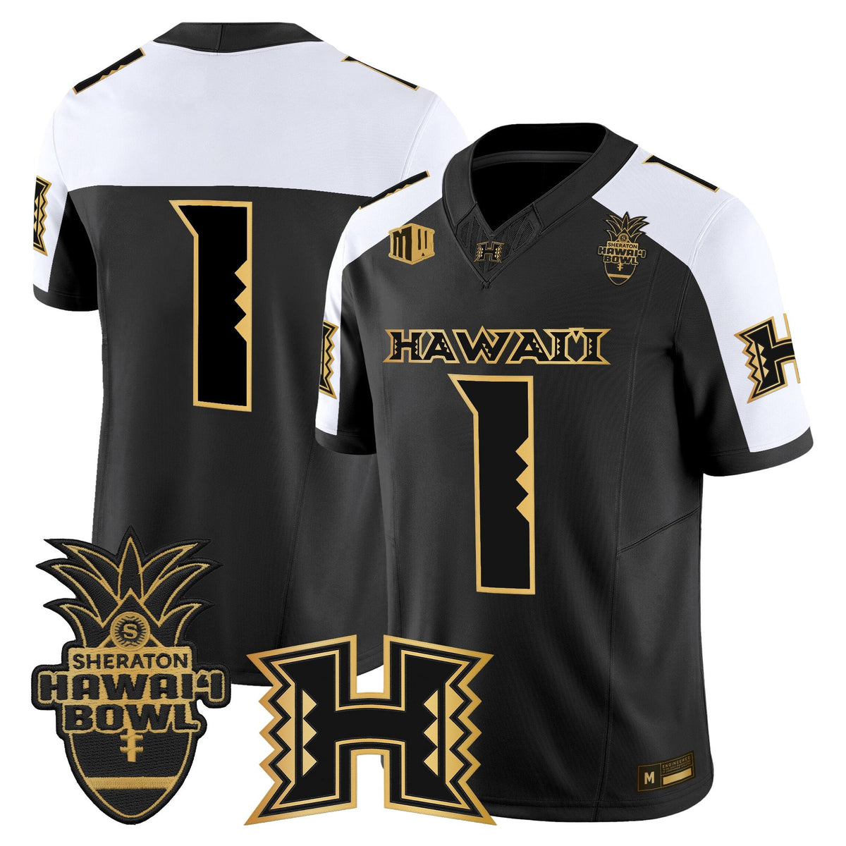 Men's Hawai'i Rainbow Warriors 2025 Hawai'i Bowl Gold Vapor Limited Jersey - All Stitched
