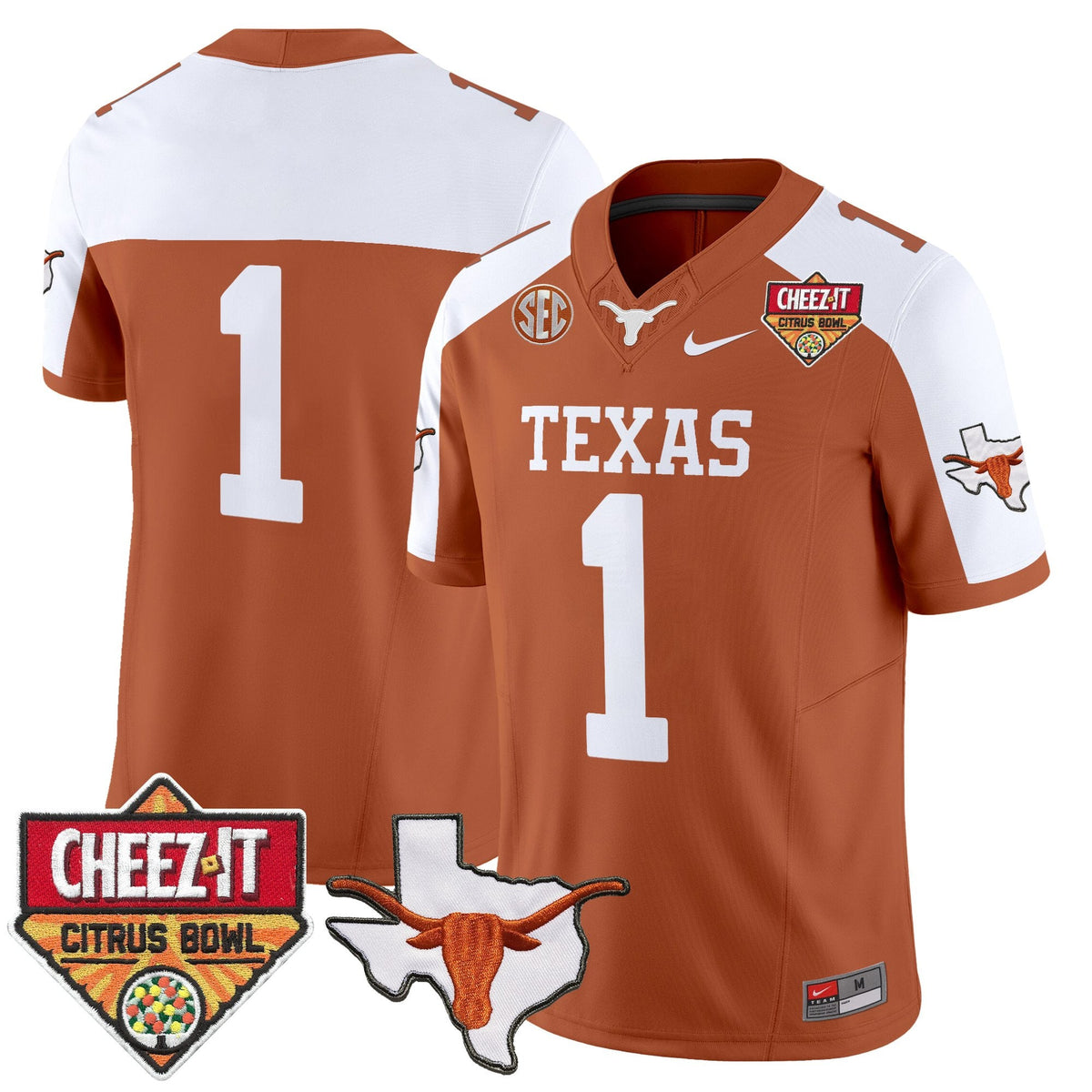 Men's Texas Longhorns 2025 Cheez-It Citrus Bowl Patch Vapor Limited Jersey - All Stitched