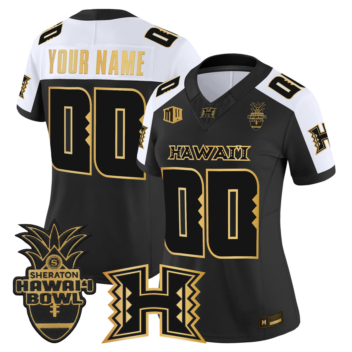 Hawai'i Rainbow Warriors 2025 Hawai'i Bowl Gold Vapor Limited Custom Jersey - All Stitched