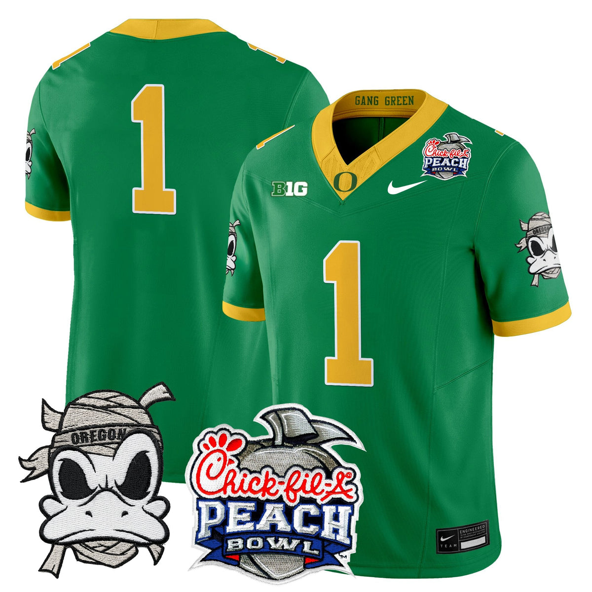 Men's Oregon Ducks "Mummy Duck" Vapor Limited Jersey - 2026 Peach Bowl Patch - All Stitched