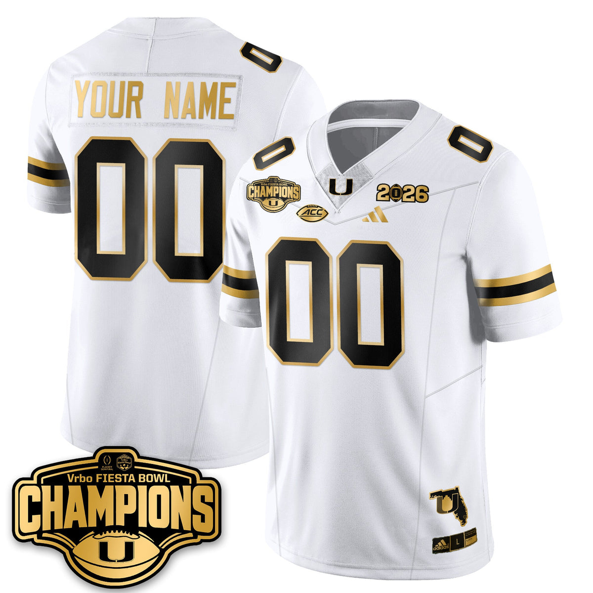 Custom MIA Football Vapor Limited Gold Jersey - Fiesta Bowl Champions - All Stitched