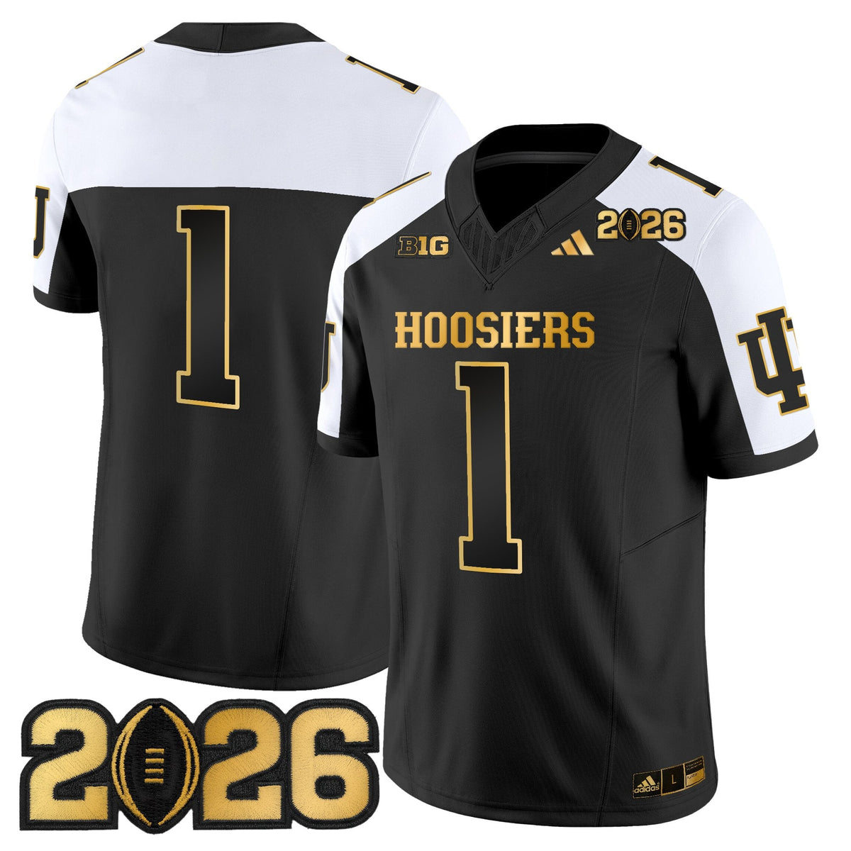 Men's Indiana Hoosiers 2026 CFP Final Patch Gold Vapor Limited Jersey - All Stitched