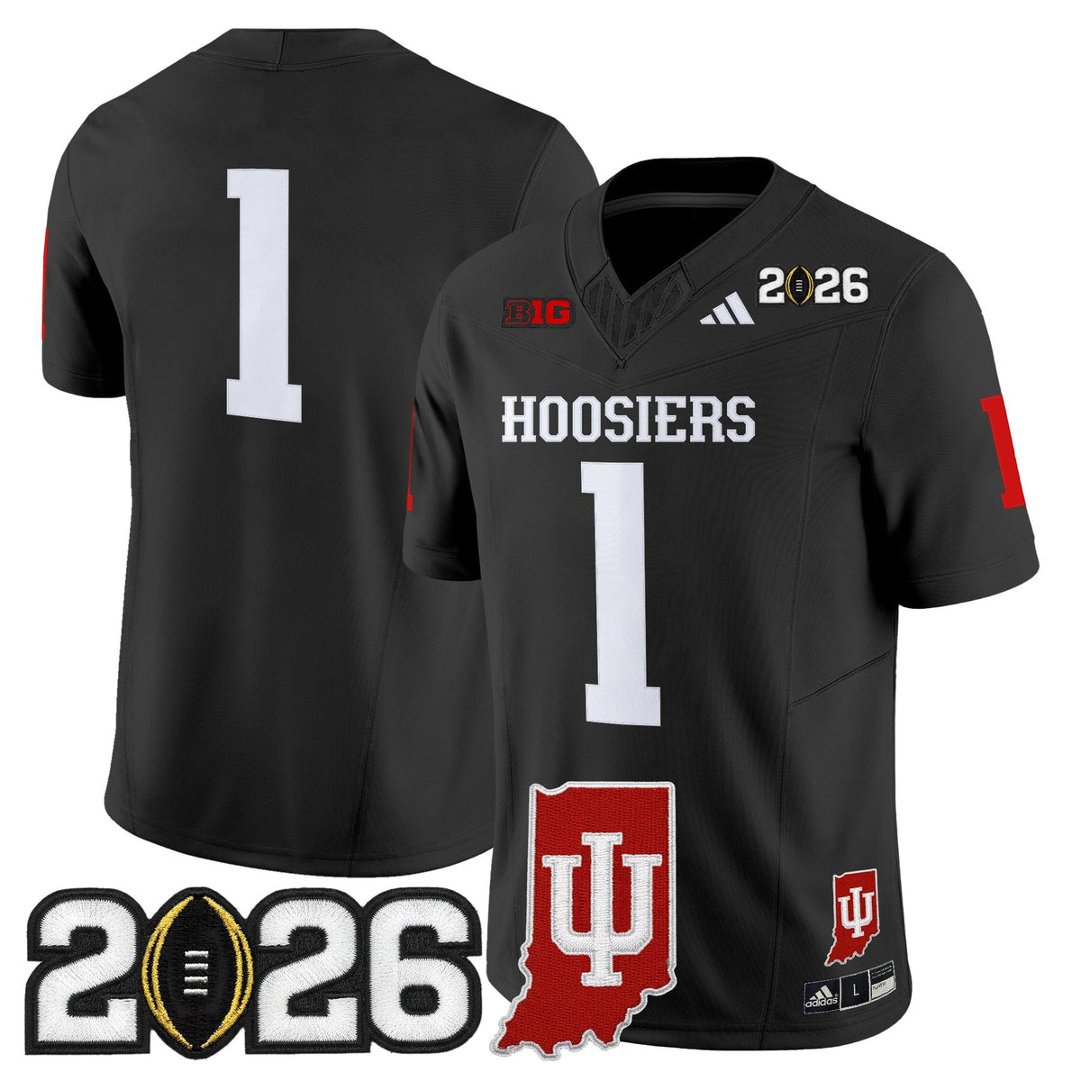 Men's Indiana Hoosiers 2026 CFP Final & Indiana State Patch Vapor Limited Jersey - All Stitched