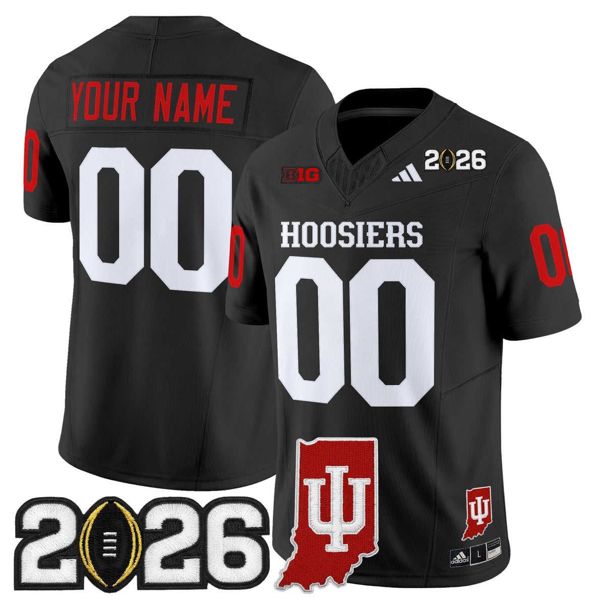 Indiana Hoosiers 2026 CFP Final & Indiana State Patch Vapor Limited Custom Jersey - All Stitched