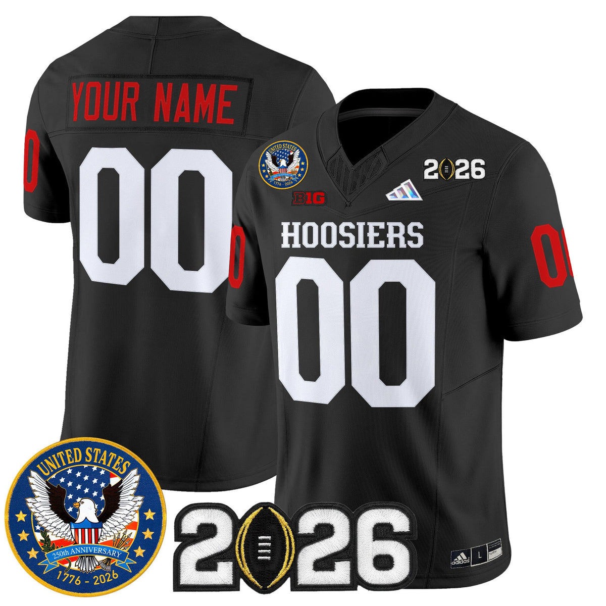 Indiana Hoosiers "United States 250th Anniversary Patch" Vapor Limited Custom Jersey - All Stitched