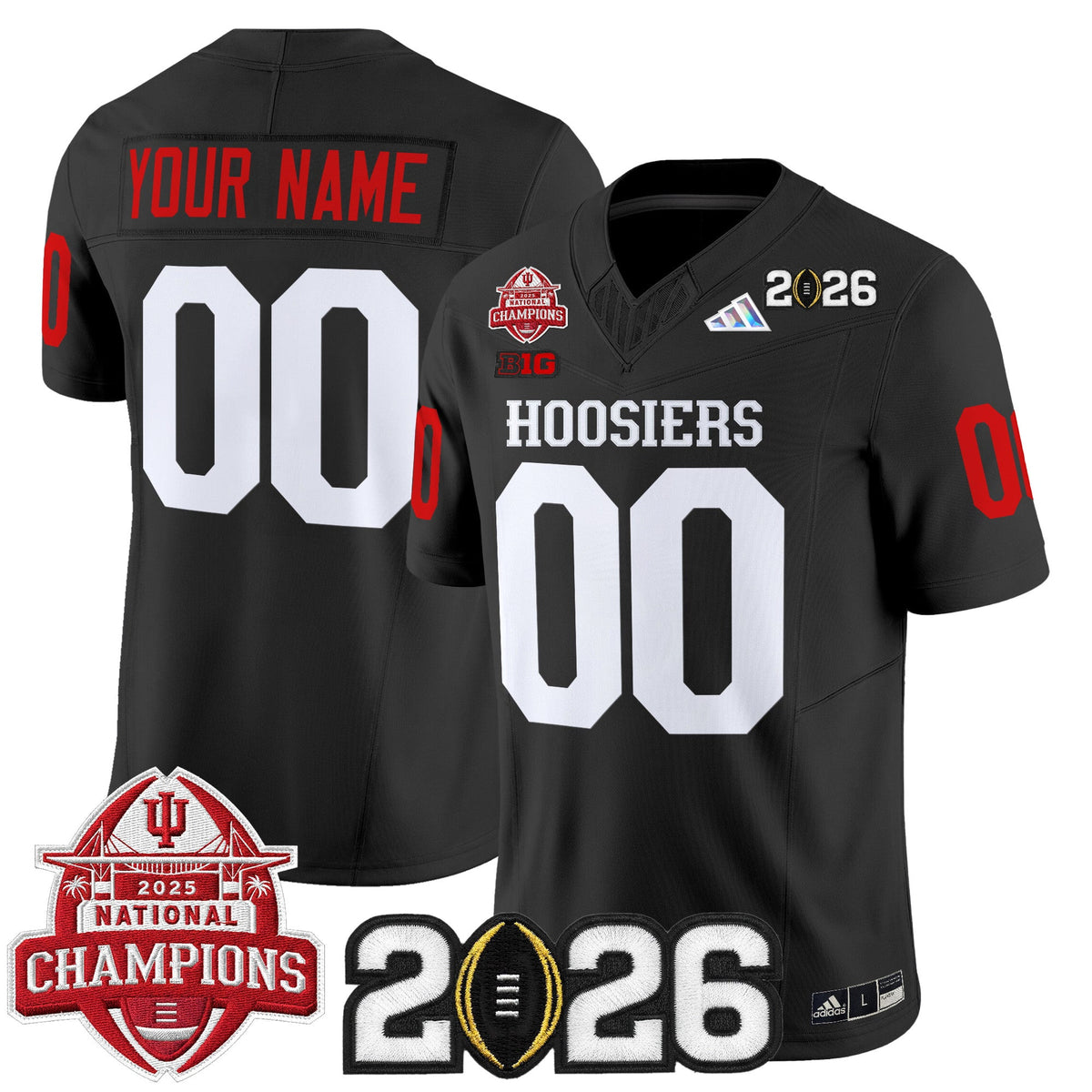 Indiana Hoosiers 2025 National Champions & 2026 CFP Final Patch Vapor Limited Custom Jersey V2 - All Stitched