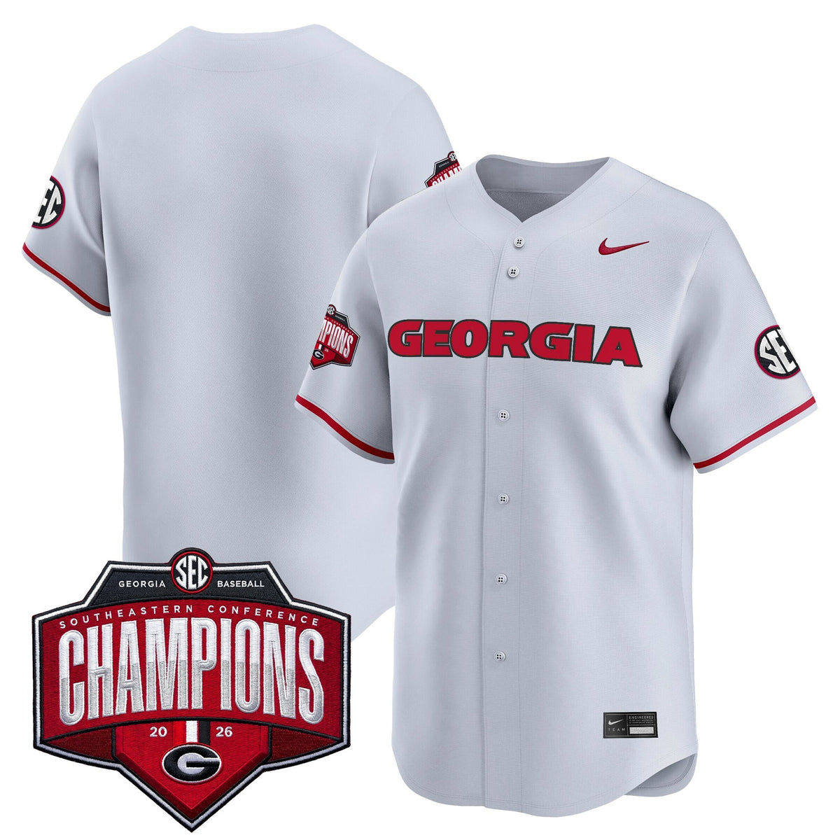 Georgia Bulldogs Baseball Southeastern Confernce Champions 2026 Vapor Premier Limited Jersey - All Stitched