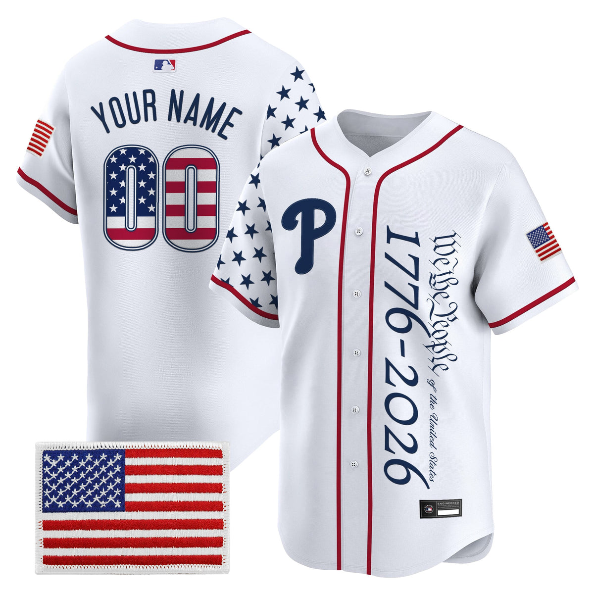 Philadelphia Phillies "America 250 Edition" Vapor Premier Limited Custom Jersey V2 - Stitched