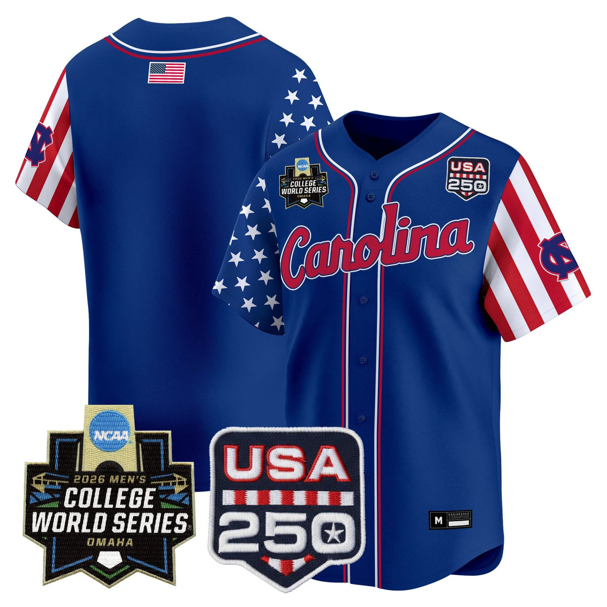 Men's North Carolina Tar Heels 2026 World Series "America 250 Edition" Vapor Premier Limited Jersey - All Stitched