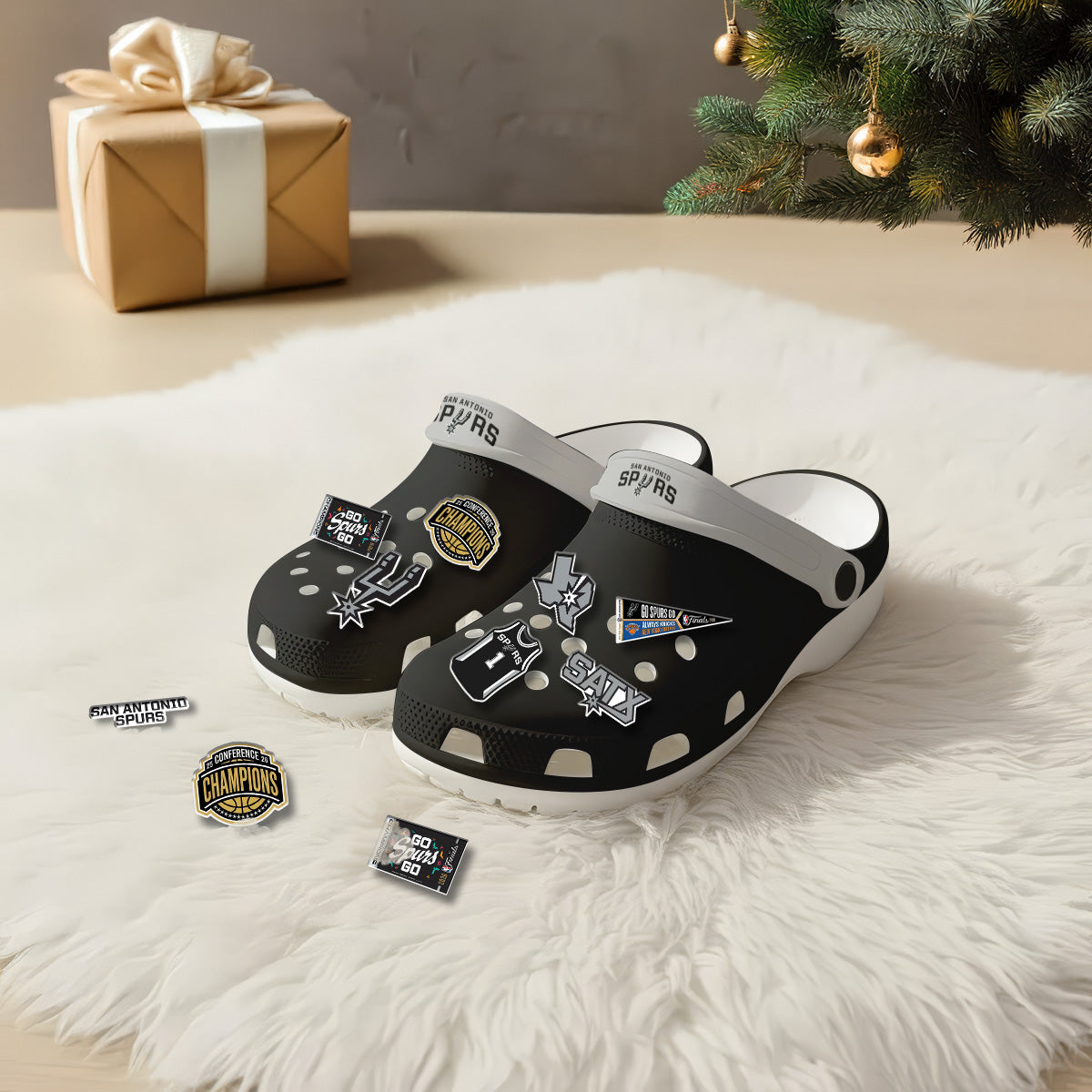 SAS 2026 NBA Finals Clogs Black - Charms Gift Set