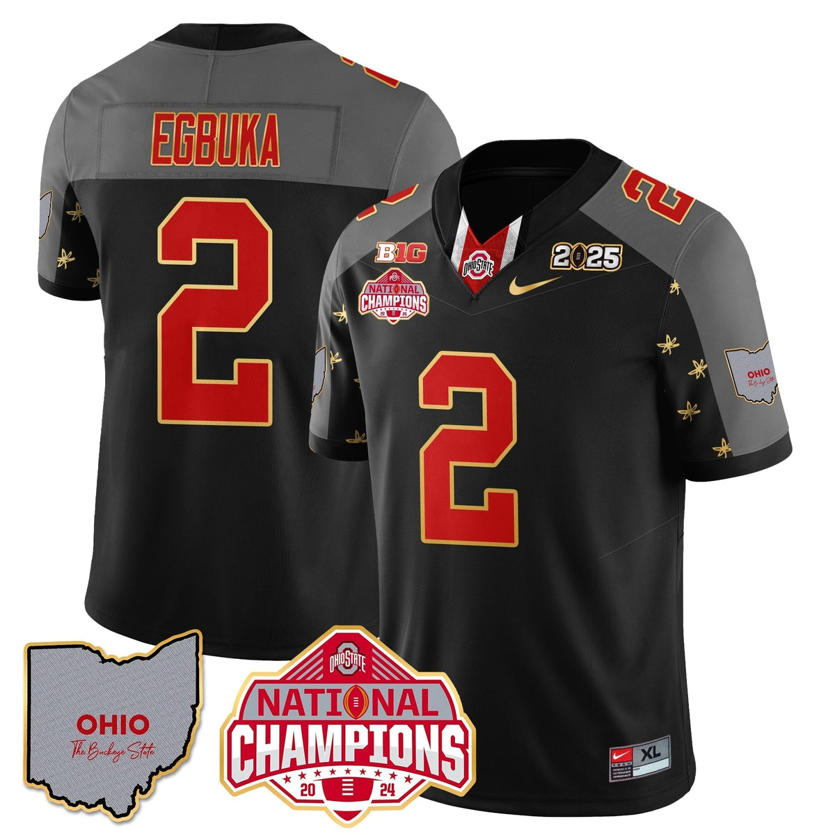 OSU 2025 CFP Patch - National Champions Gold Jersey - All Stitched