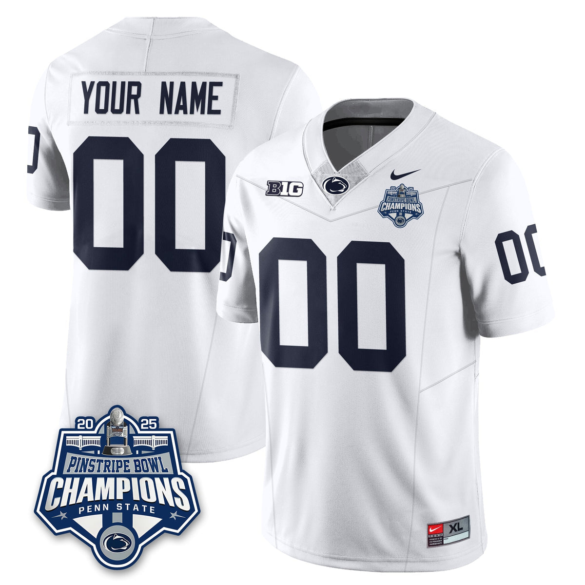 PSU Football 2025 Pinstripe Bowl Champions Jersey - All Stitched