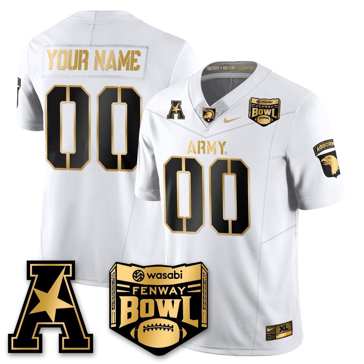 Army Black Knights Football 2025 Fenway Bowl Gold Jersey - All Stitched