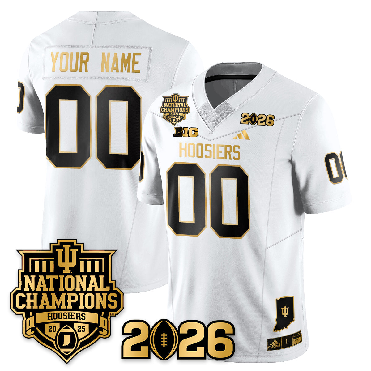 Custom Indiana H Vapor Limited Football Gold Jersey - 2025 National Champions - All Stitched