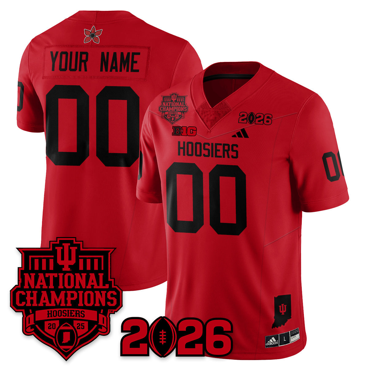 Custom Indiana H Stranger Things Vapor Limited Football Jersey - 2025 National Champions - All Stitched