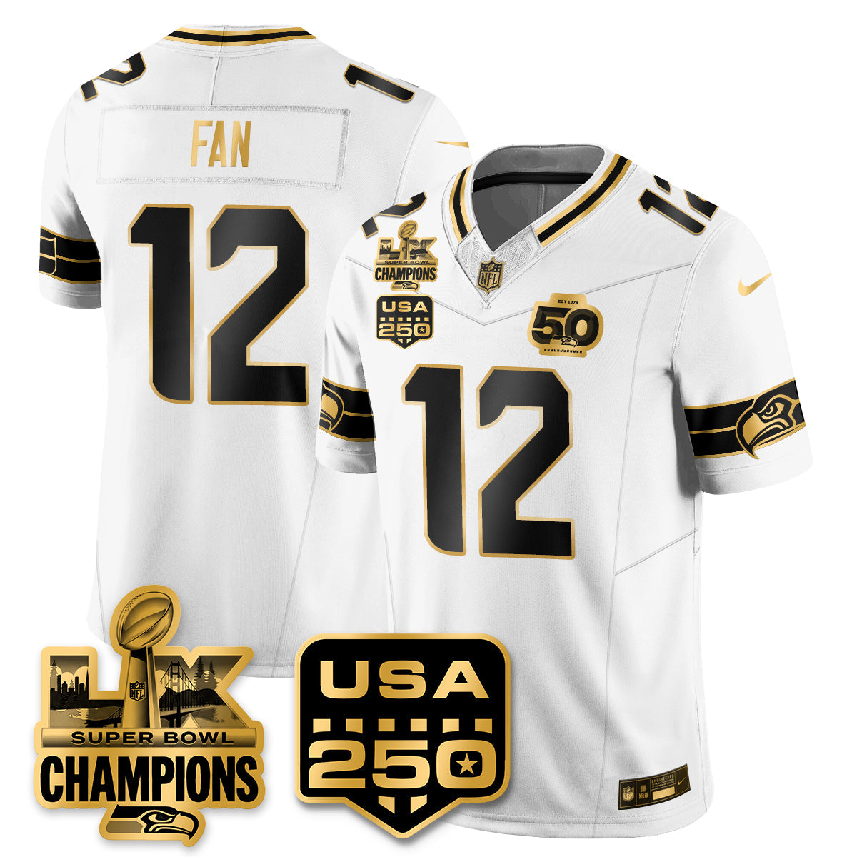 SEA S.Bowl LX & 50th Patch Champions Vapor Limited Jersey - All Stitched -DMQ