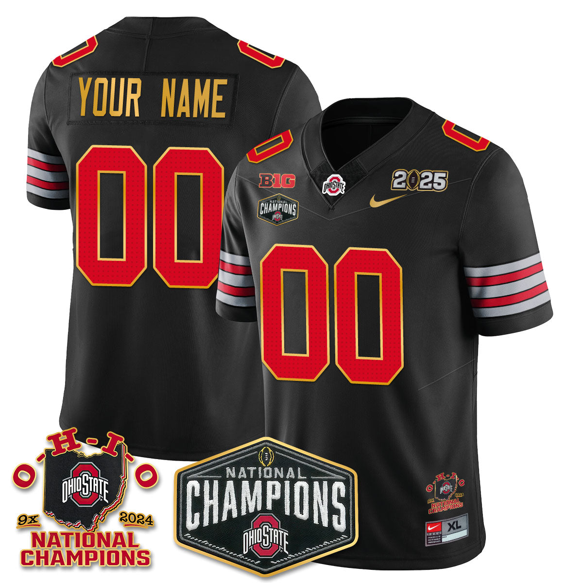OSU 'Heritage Stripe' 2025 CFP Patch - National Champions Jersey N8 - All Stitched