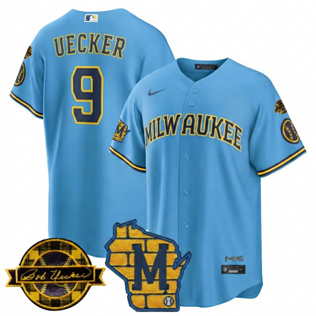 MIL Bob Uecker Patch Vapor Limited Jersey - All Stitched
