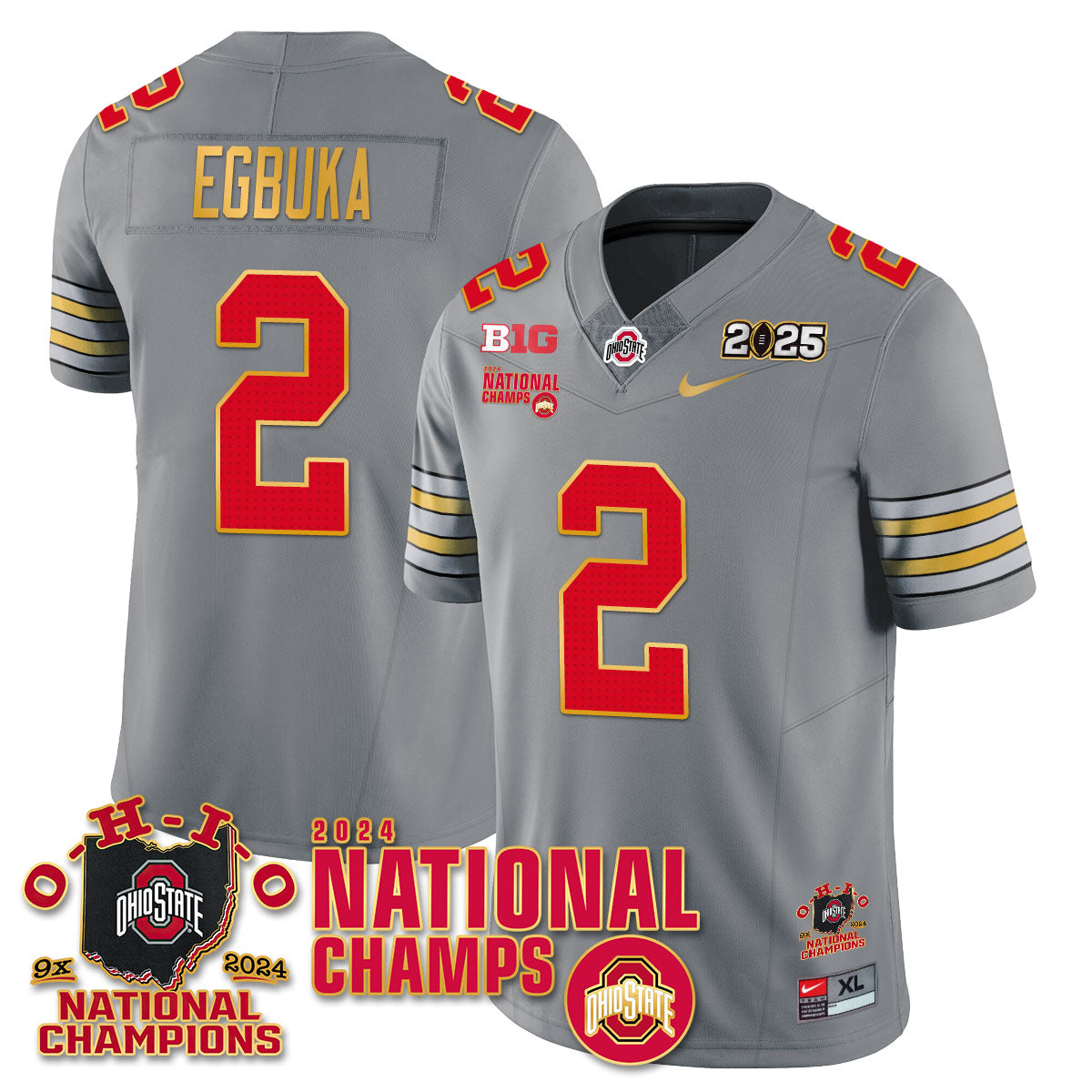 OSU 'Heritage Stripe' 2025 CFP Patch - National Champions Jersey N6 - All Stitched