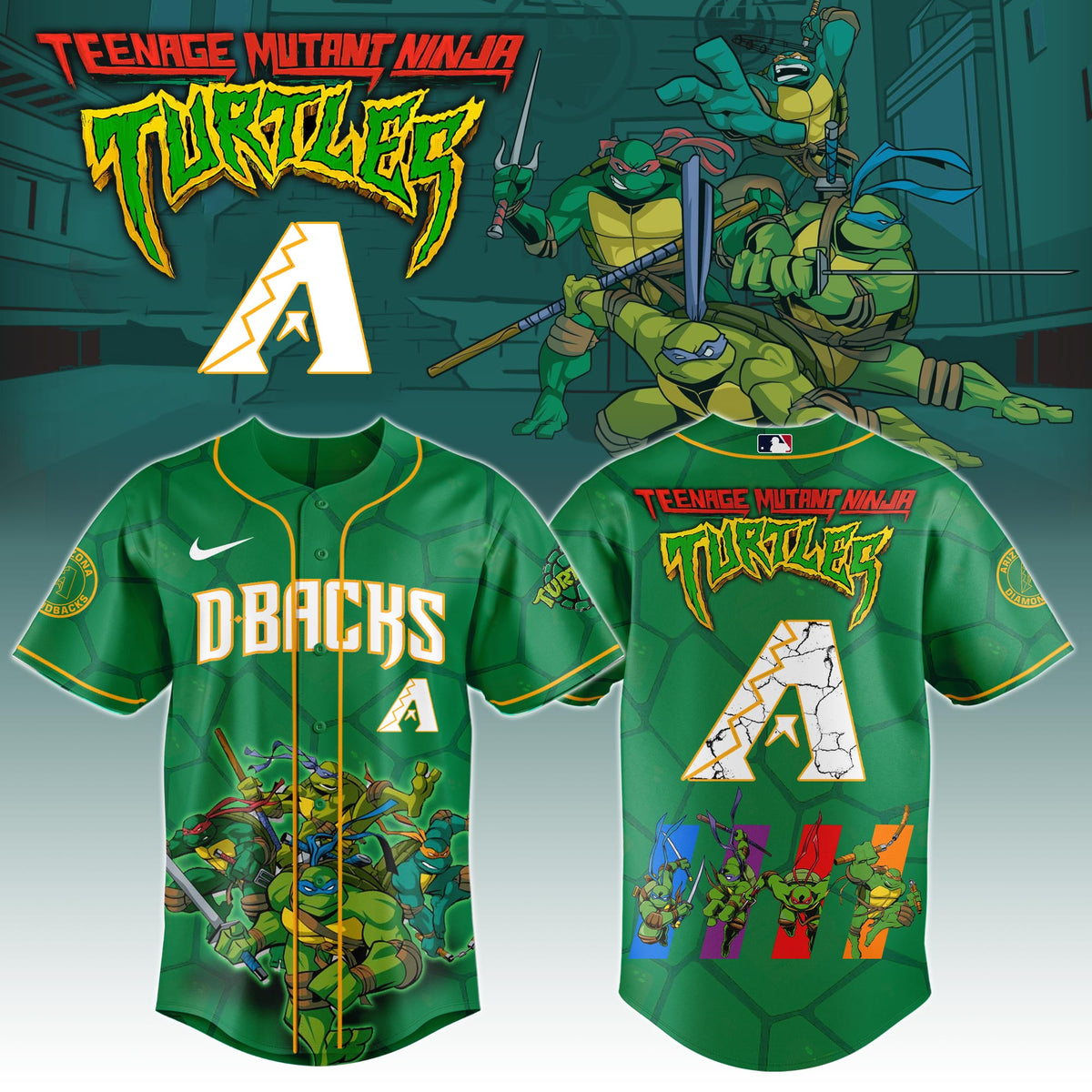 . Arizona Diamondbacks x Ninja Turtles Night Game Limited Edition Jersey 2025