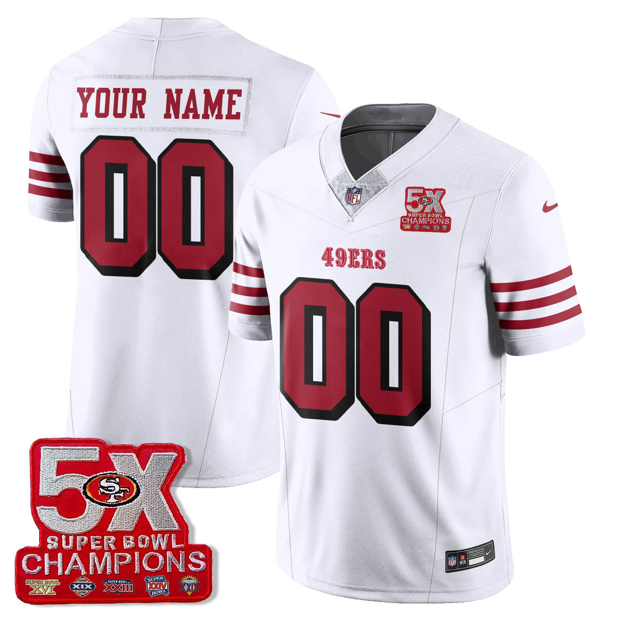 SF 5-Time Champions Patch Vapor Limited Custom Jersey - All Stitched