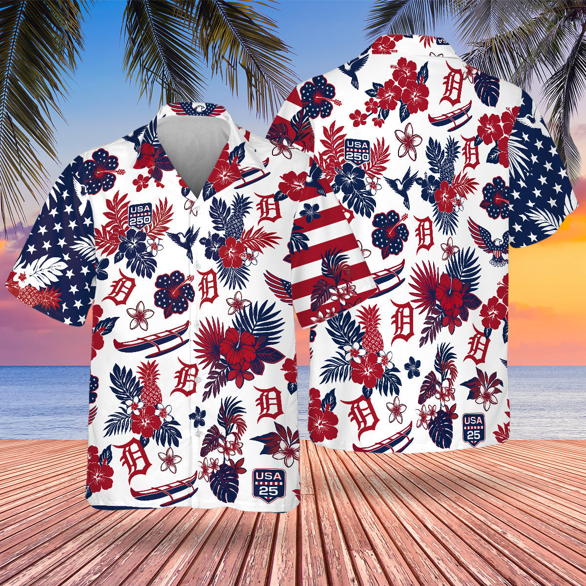 DET Special Semiquincentennial Hawaiian Design Button Shirt V2