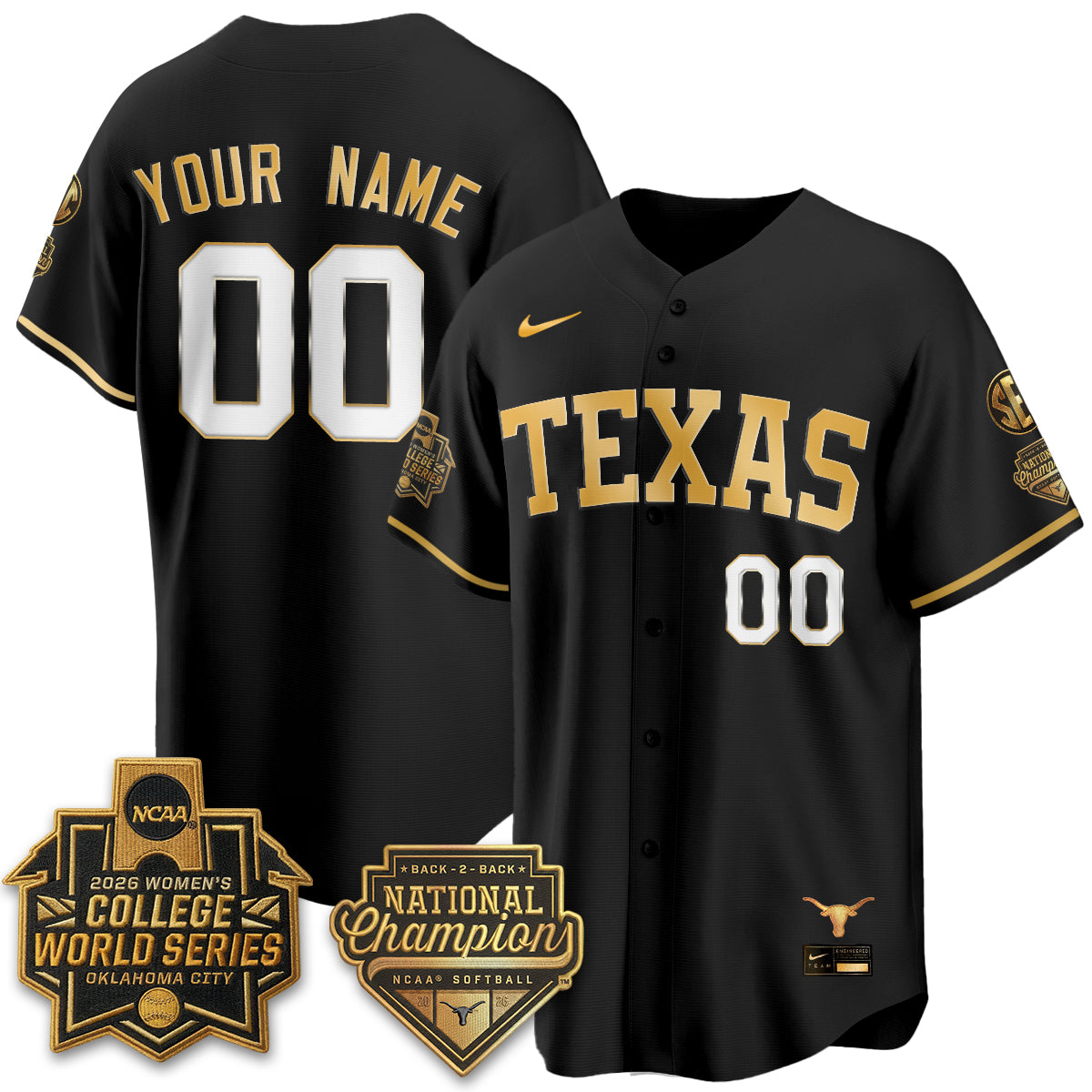 TEX Softball 2026 World Series (WCWS) Vapor Premier Limited Custom Jersey - B2B Champs - All Stitched