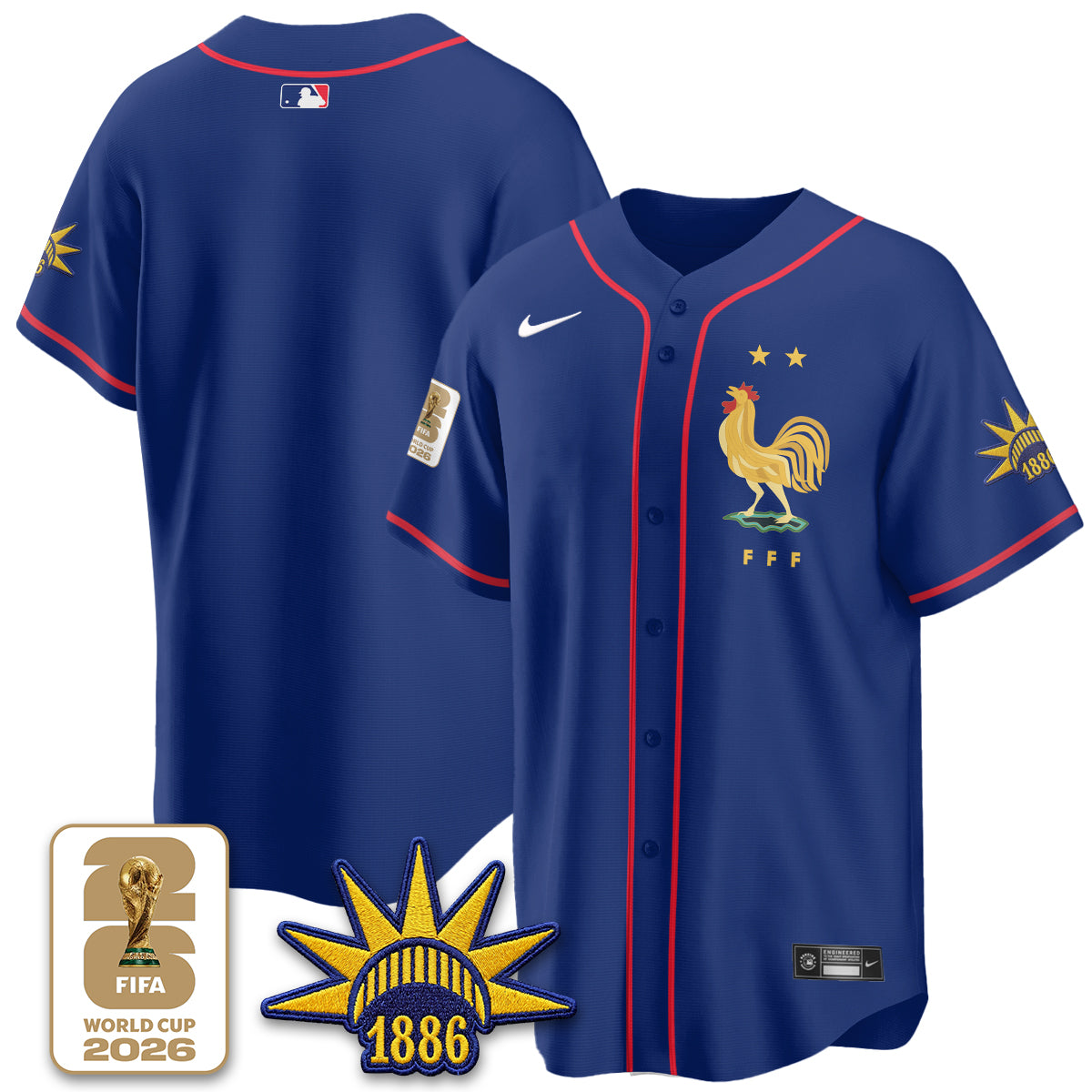 France Soccer National Team x Baseball Vapor Limited Jersey - Stitched