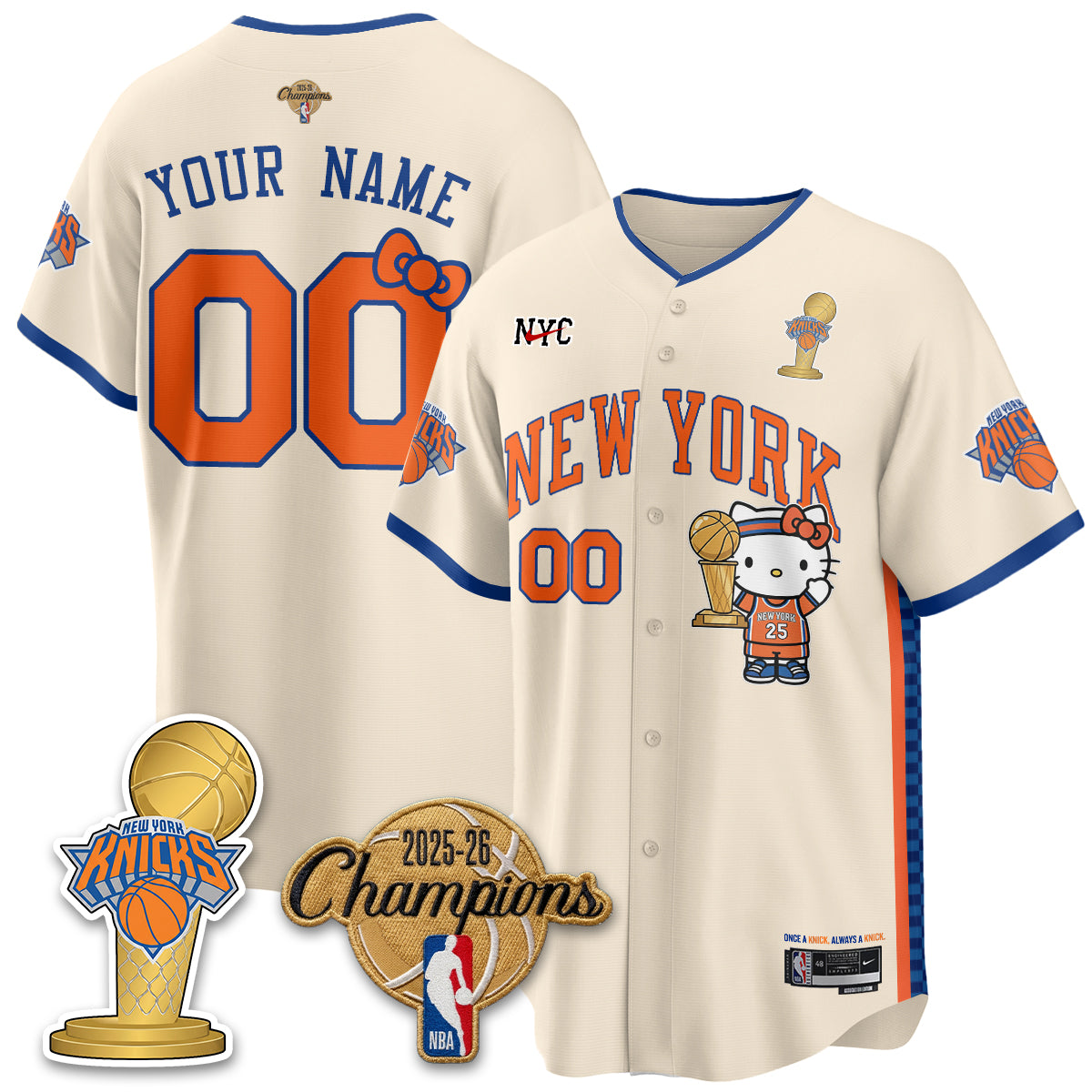 NYK 2026 NBA Champions x Meow Kitty Vapor Custom Jersey - Stitched