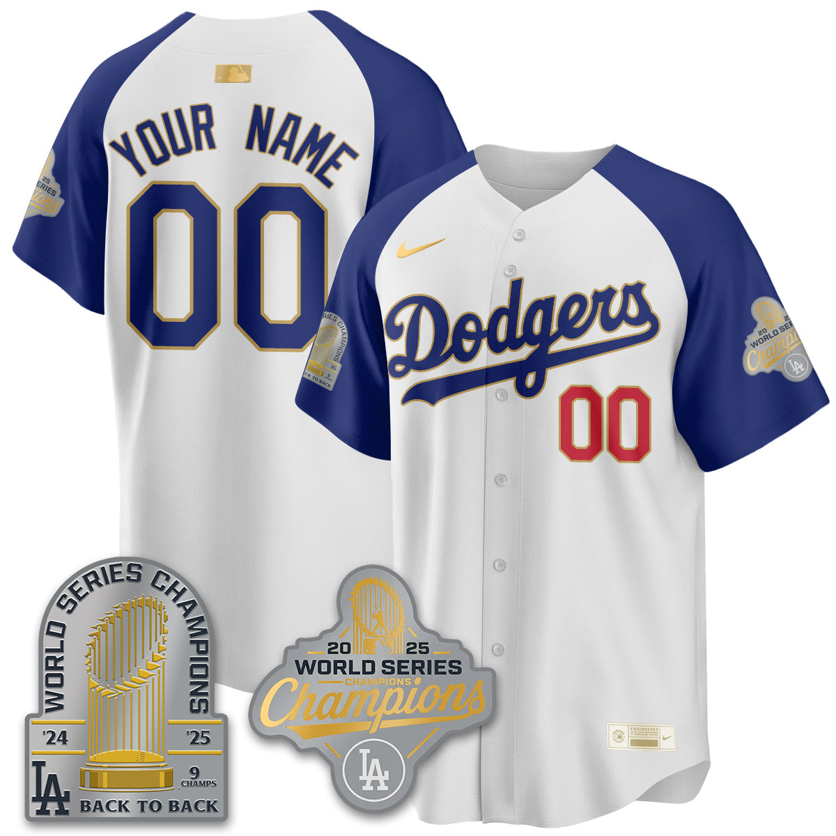 LAD Gold Collection Stadium Vapor Limited Custom Jersey - 9x Champs - All Stitched