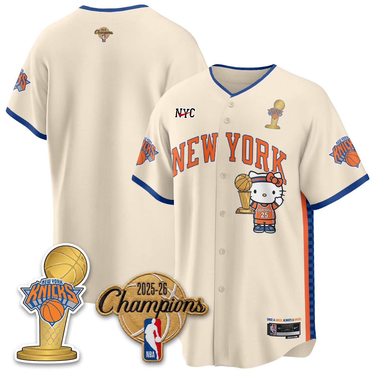 NYK 2026 NBA Champions x Meow Kitty Vapor Jersey - Stitched
