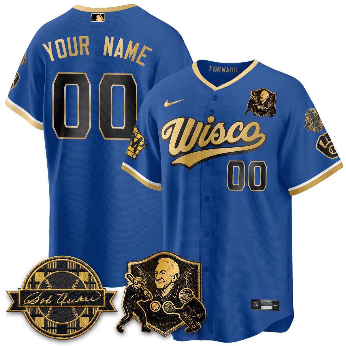 MIL Bob Uecker - 54 SSs for Brewers' Vapor Custom Limited City Connect Jersey - All Stitched