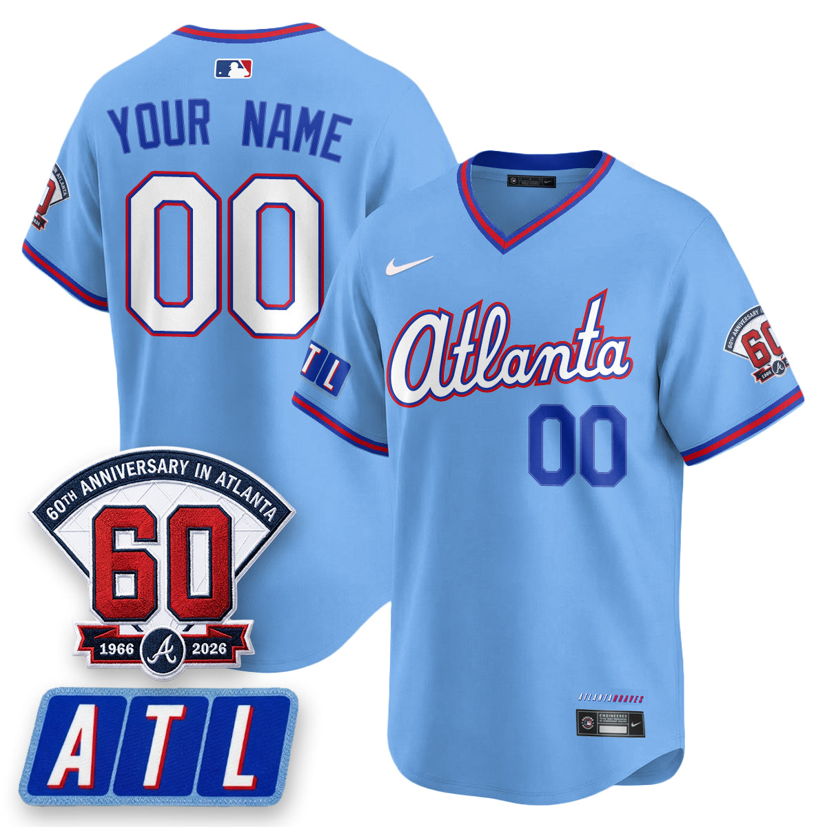 ATL 2026 City Connect - 60th Anniversary in Atlanta Patch Vapor Limited Custom Jersey - All Stitched