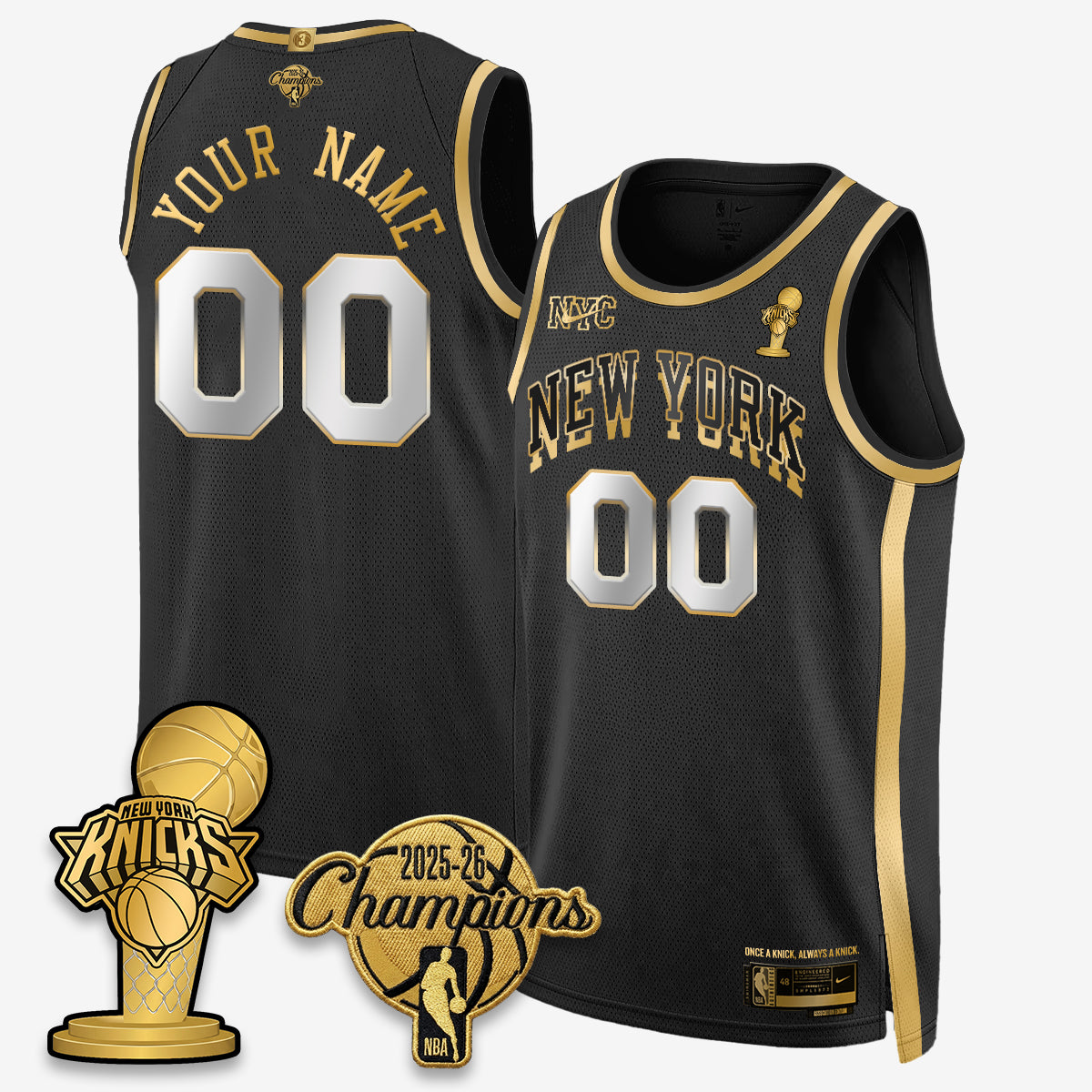 NYK 2026 NBA Champions Gold Edition Vapor Custom Jersey - Stitched