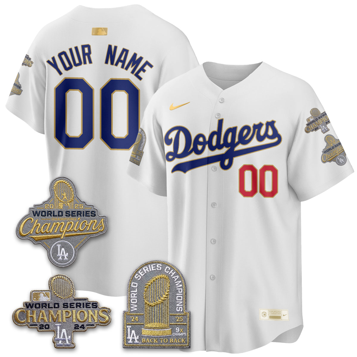 LAD Gold Collection Stadium Vapor Limited Custom Jersey - Back to Back 9x Champs - All Stitched