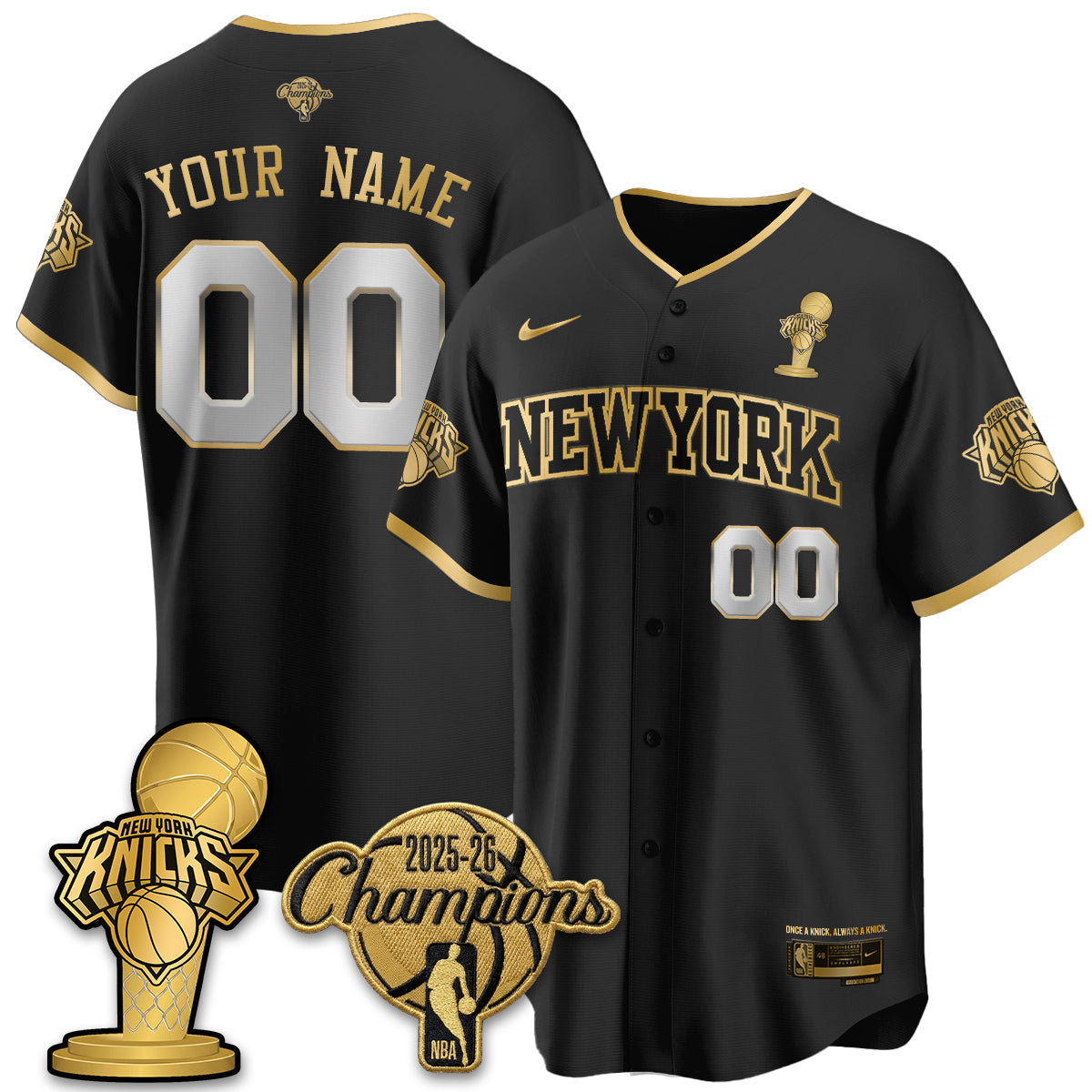 NYK 2026 NBA Champions Vapor Custom Jersey - Stitched