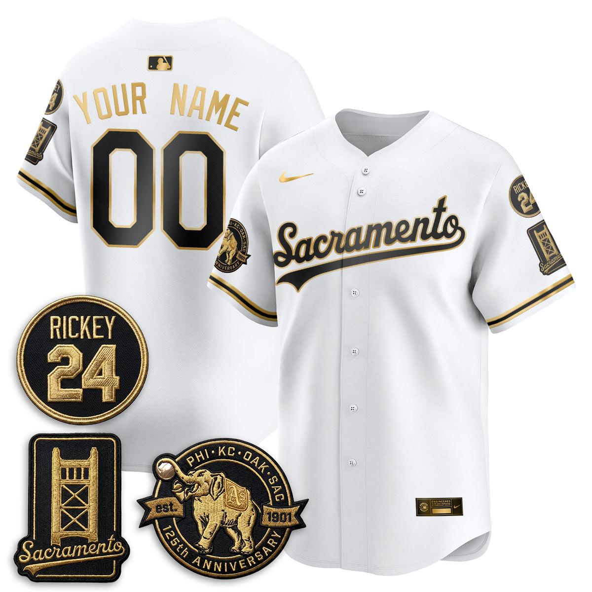 OAK 2026 Alternate Sacramento 125 Years Limited Vapor Gold Edition Custom Jersey - All Stitched
