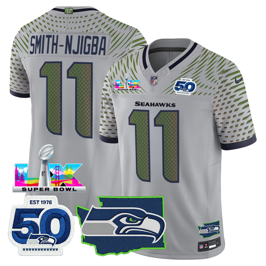 SEA Super Bowl LX - 50th Anniversary Patch Vapor Limited Jersey N88 - All Stitched