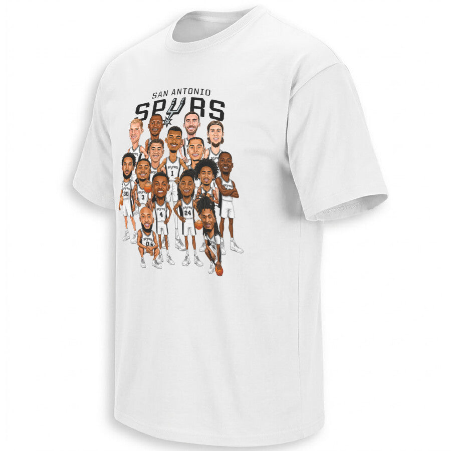 SAS Black 2026 NBA Playoffs Roster Caricature Printed T-Shirt