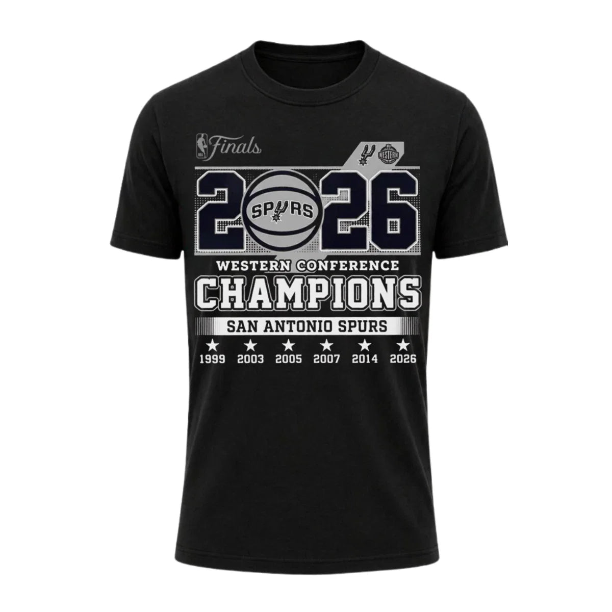 SAS 2026 Western Conference Champions Black Printed T-Shirt