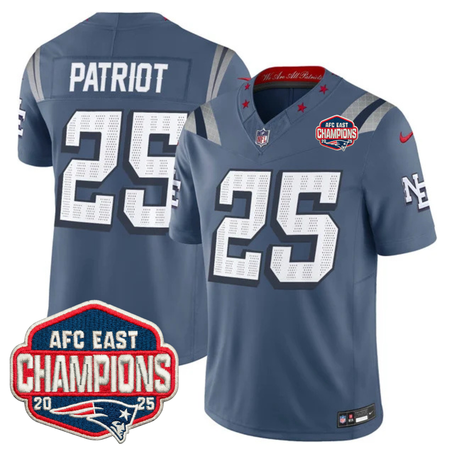 NE AFC East Champions Patch Vapor Limited Jersey - All Stitched