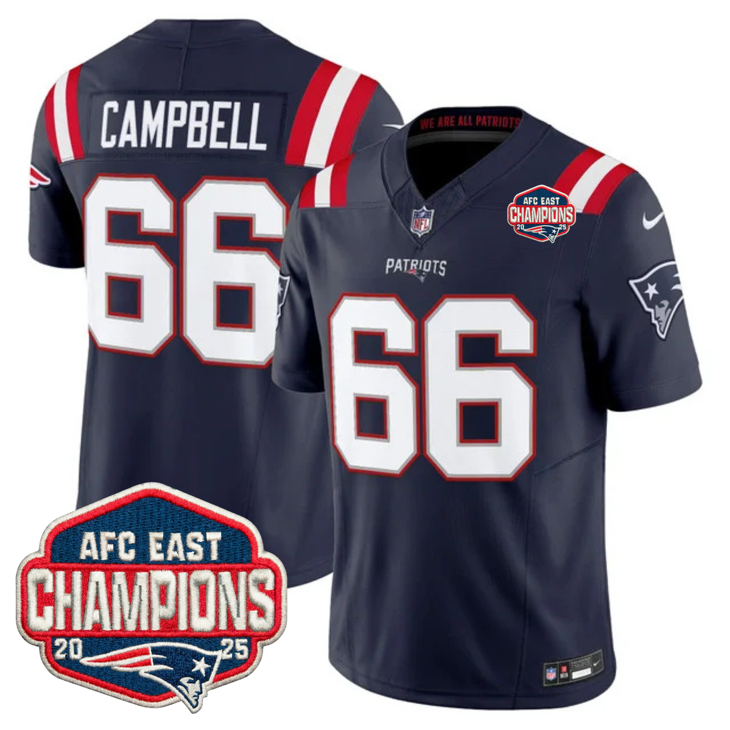 NE AFC East Champions Patch Vapor Limited Jersey - All Stitched n3