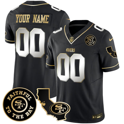 49ers Faithful & California Patch Vapor Custom Jersey - All Stitched