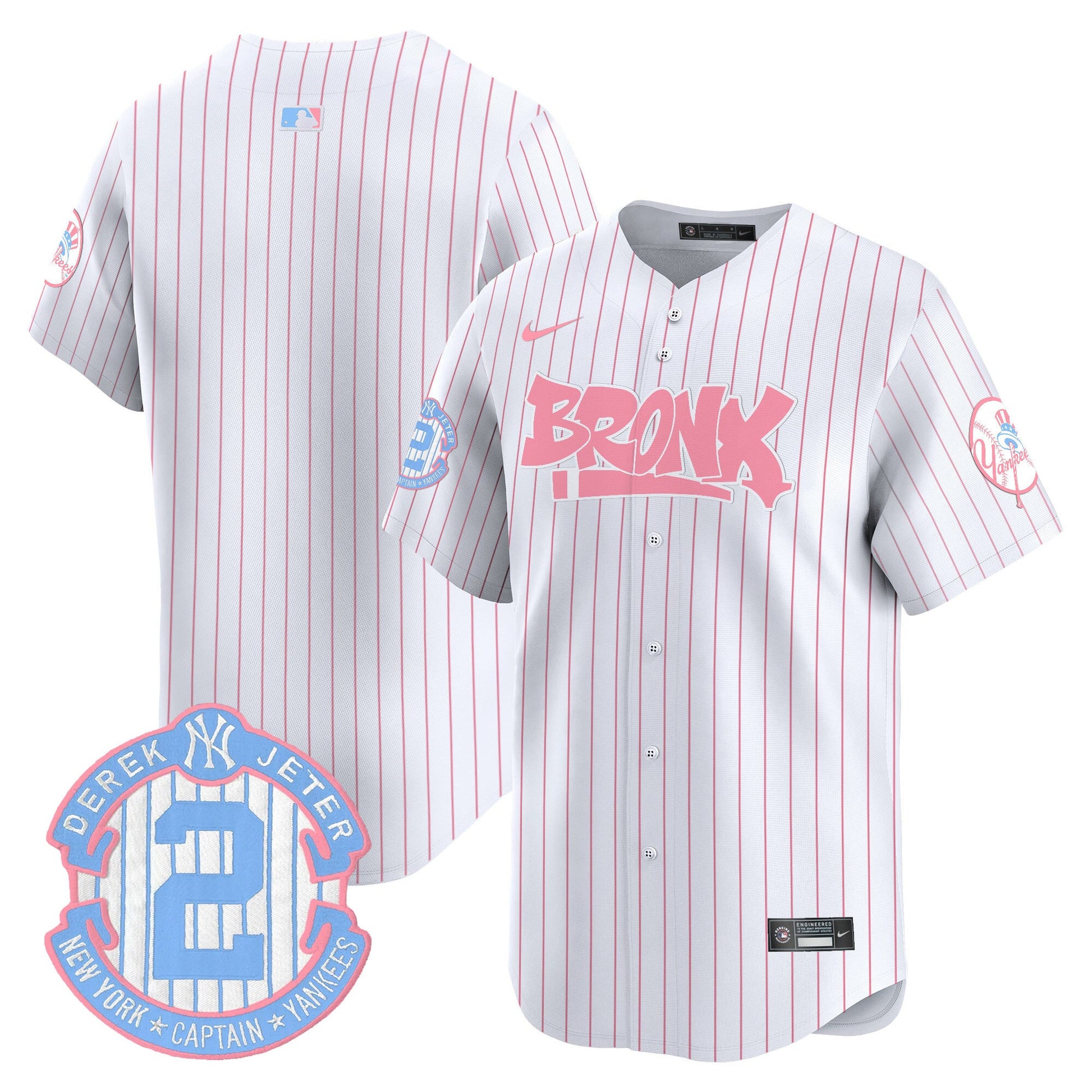 Unisex Yankees The Bronx Graffiti Bubblegum Pink Vapor Premier Limited Jersey - All Stitched