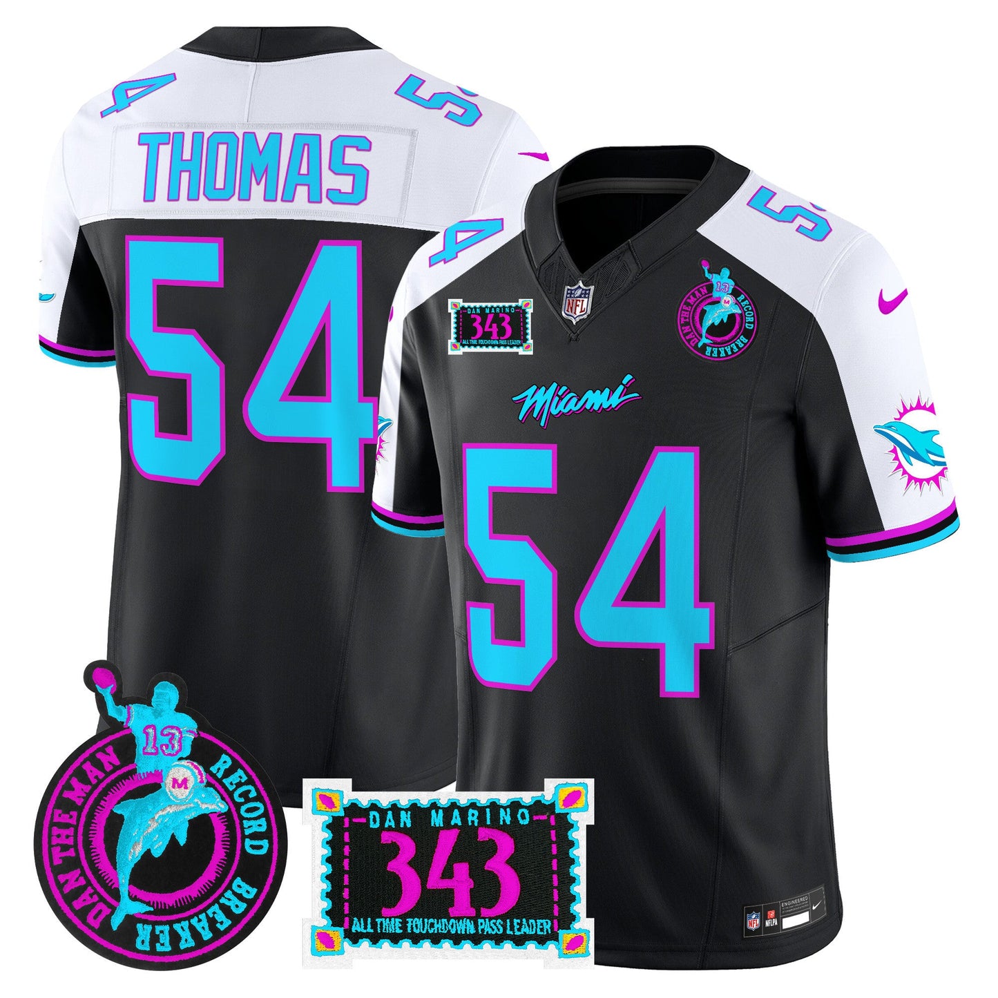 Men's Dolphins "Dan the Man Record Breaker" Patch Vapor Limited Jersey - All Stitched